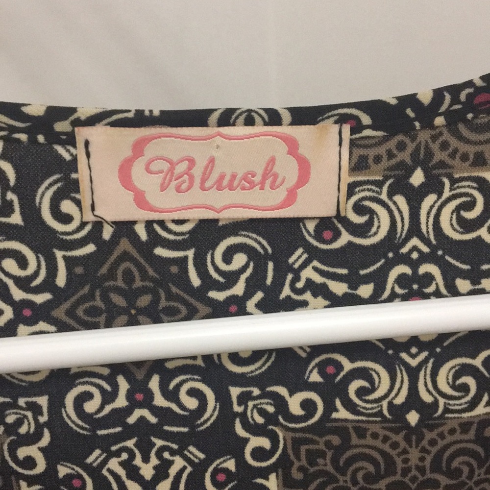 Blush Boutique | Black Print Faux Wrap Top - Picture 2 of 7